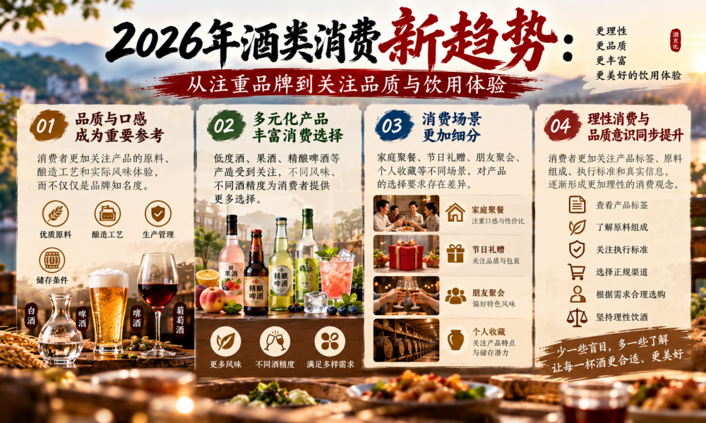 2026年酒类消费新趋势：从注重品牌到关注品质与饮用体验
